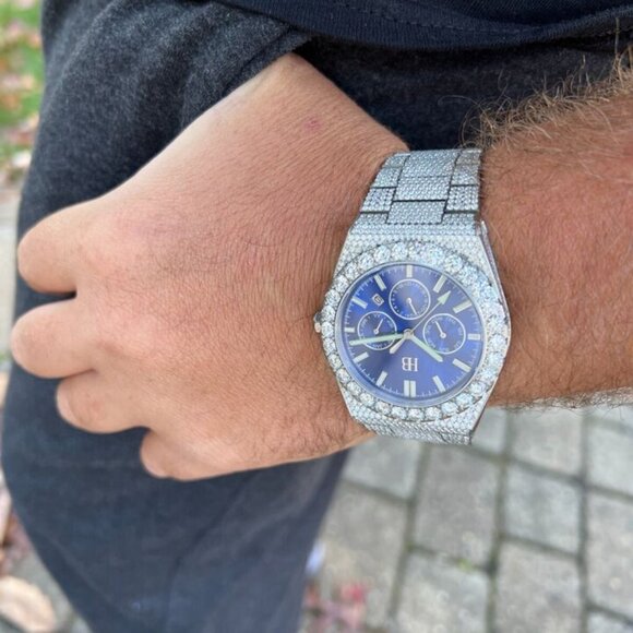 Moissanite Men's Perpetual Calendar Iced Hip-Hop Watch with 35ct Gemstones - Picture 7 of 10